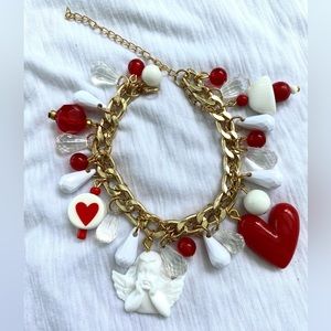 Love Cupid heaven ❤️ spectacular heart beat blood red charm bracelet love link